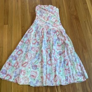 Vintage Laura Ashley Strapless Floral Dress
